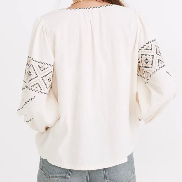 Madewell Embroidered Peasant Top - Picture 3 of 6